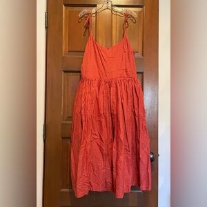Modcloth Coral-Red Tie-Strap Sundress NWT